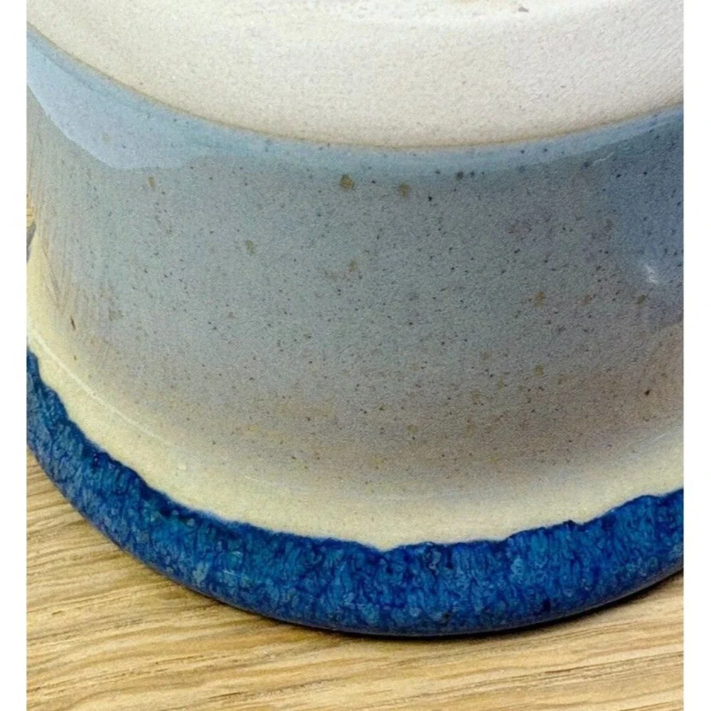 VTG Made in Portugal Stoneware Egg Cooker Vented Ceramic Pot Blue Reactive Glaze